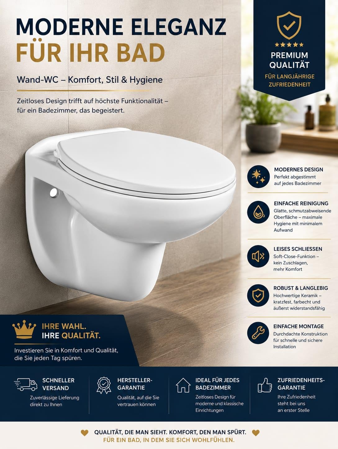Hänge Wand WC Komplettset Spülrandlos Sitz Soft Close Absenkautomatik Keramik Wand Set Schüssel weiß Toilette für Vorwandelement Unterputzspülkasten