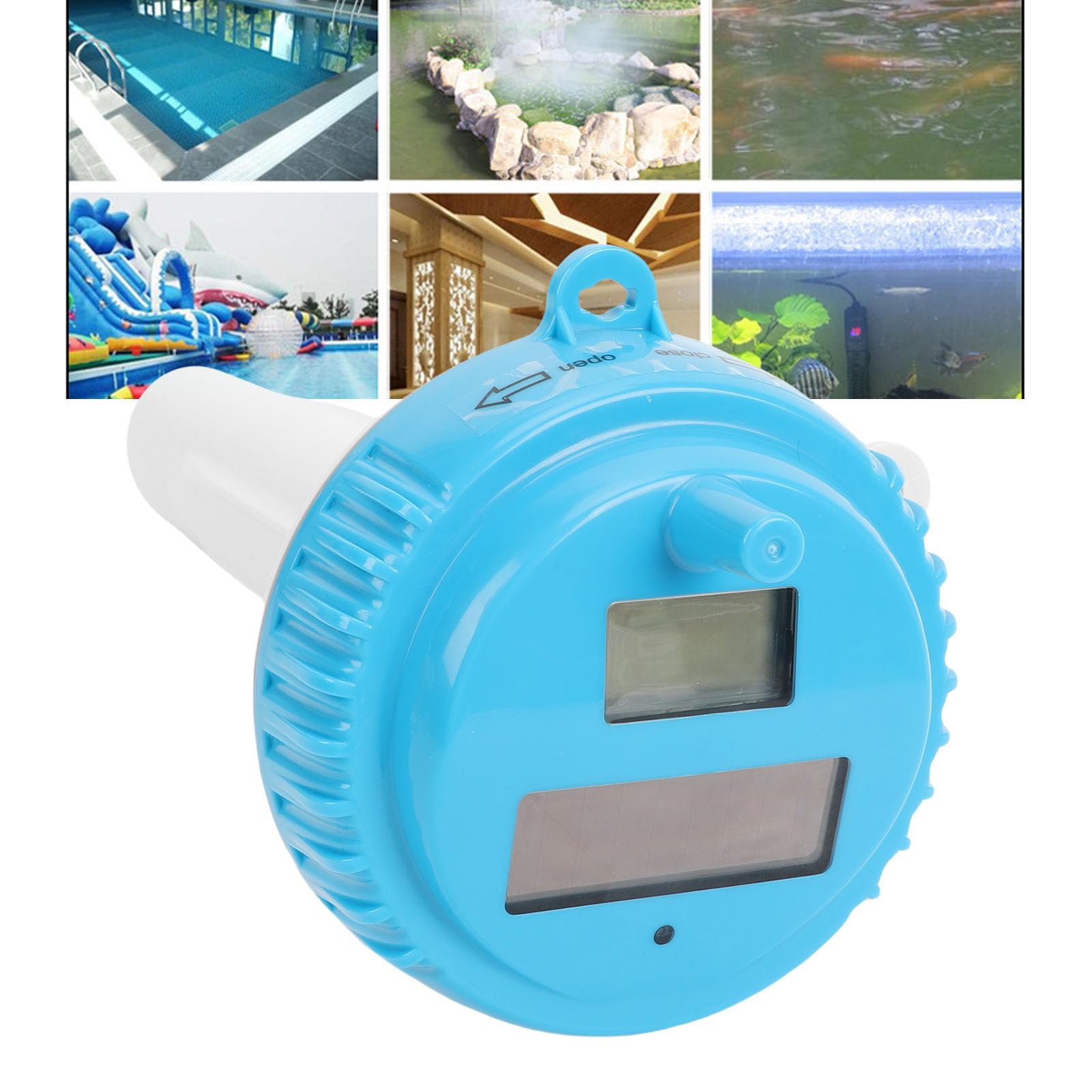 Termómetro Digital para Piscina, Termómetro Inalámbrico para Piscina con Energía Solar a Prueba de Agua IP68, con Pantalla LCD Flotante para Piscinas, Spa, Acuario