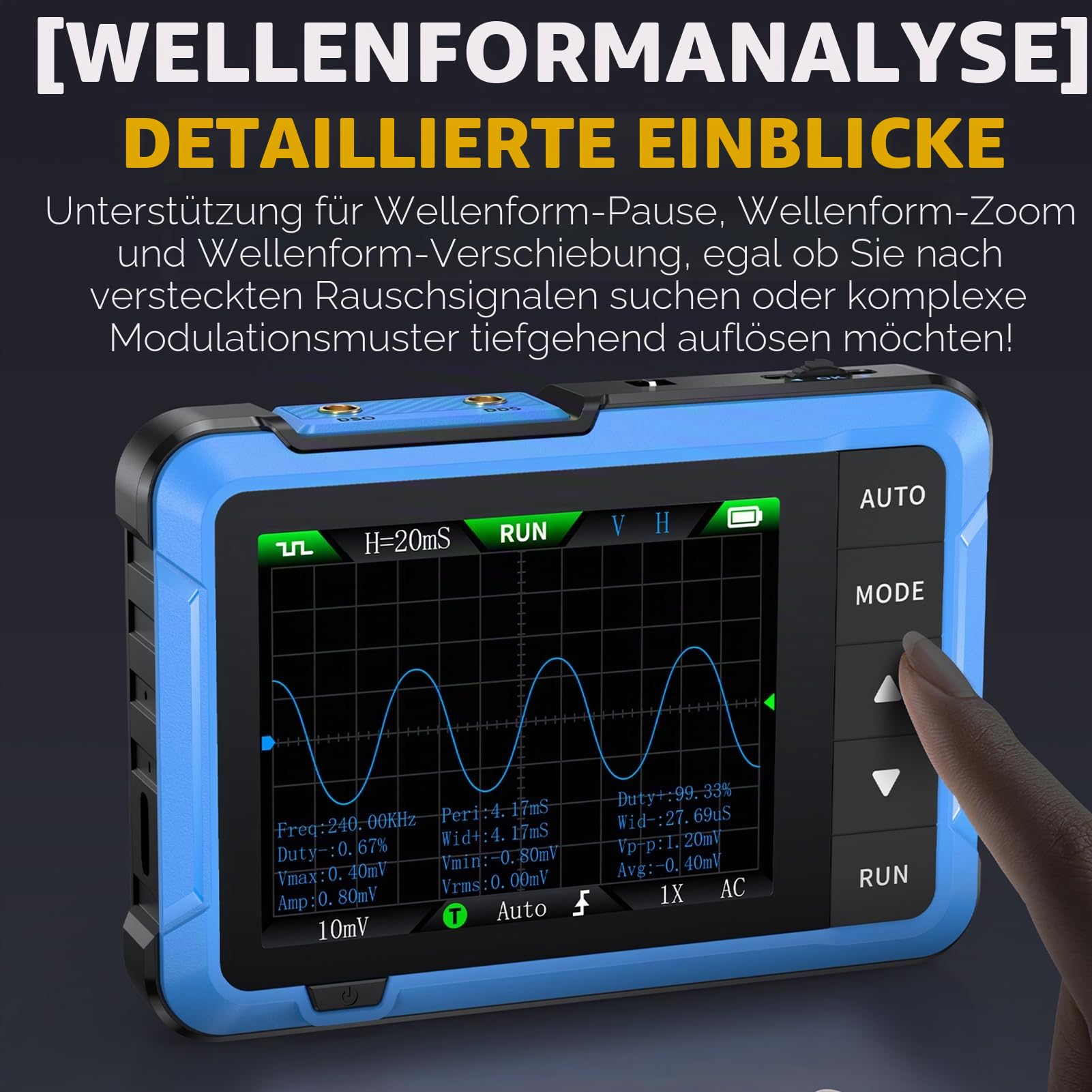 Oszilloskop,Tragbares Oszilloskop,DDS-Signalgenerator DSO510 Digital-Oszilloskop 2,8 Zoll TFT, Bandbreite 10 MHz Abtastrate 48 MSPS