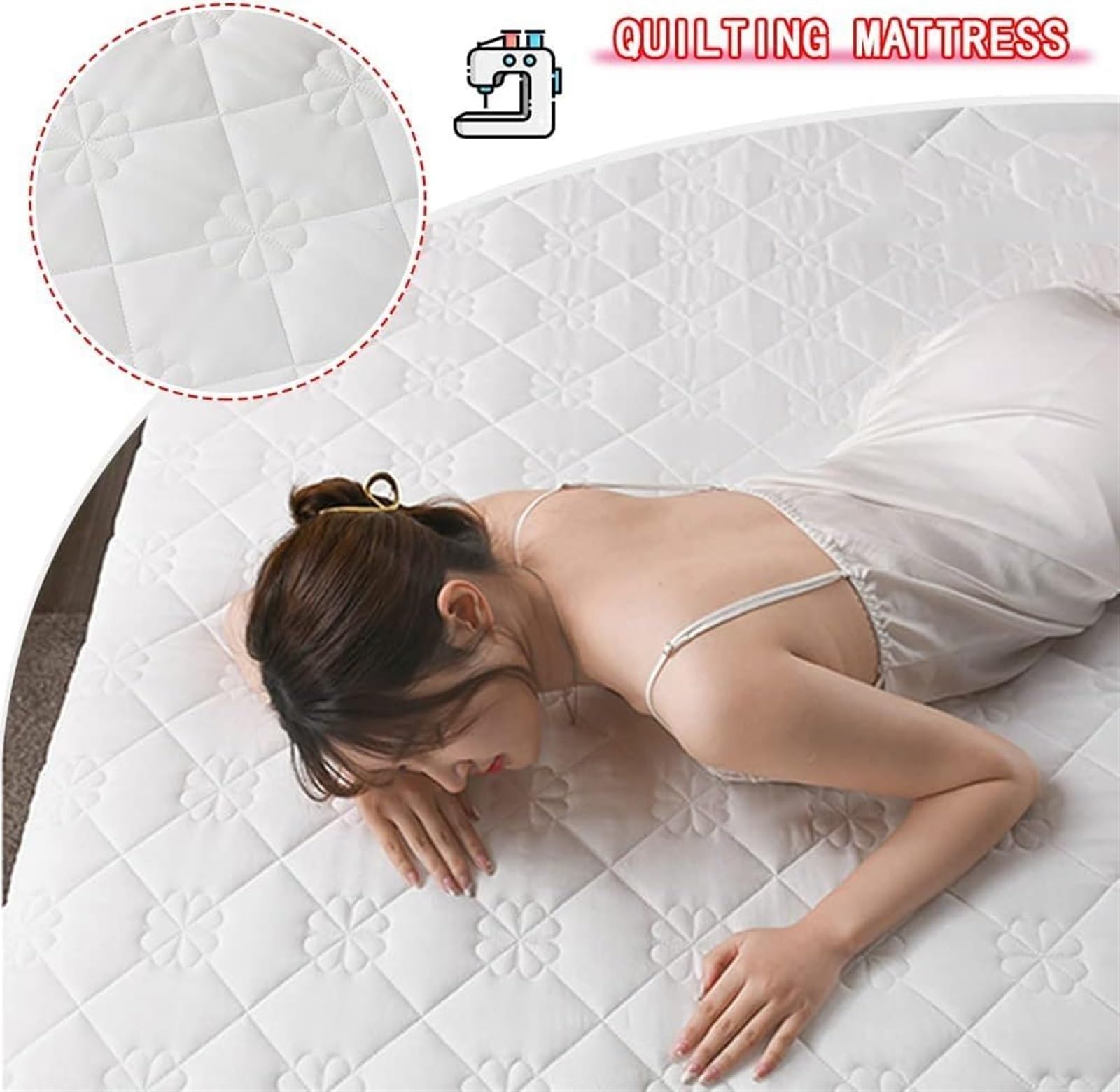 Materasso Futon Giapponese Pieghevole 150x200cm - Per Pavimento, Campeggio, Ospiti Cachi - Foto 9