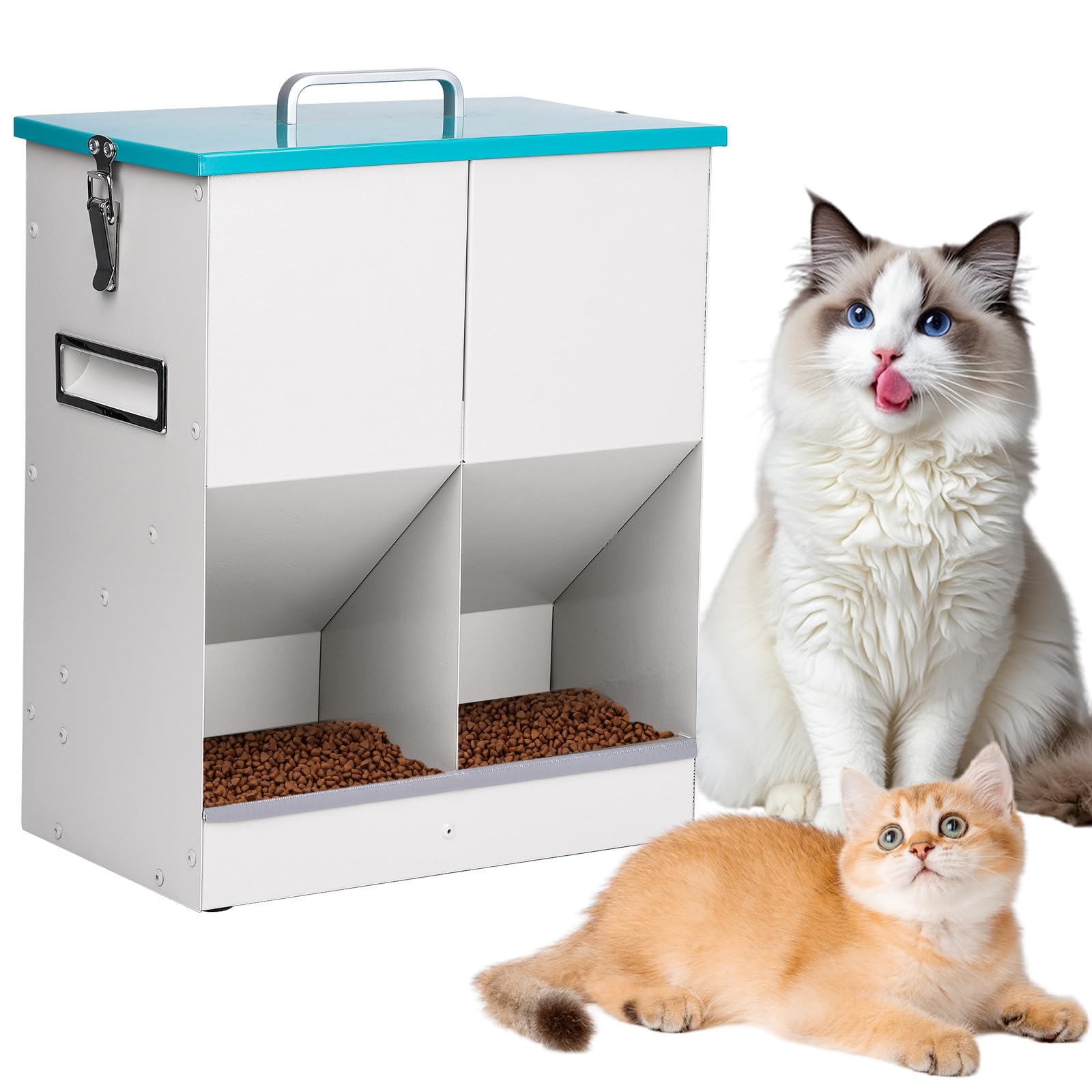 Automatic Cat Feeder 10L, Cat Food Dispenser, Small Dog Hopper Metal Feeder, Dispense Food for Cats/Dogs and Freeze-Dried Food