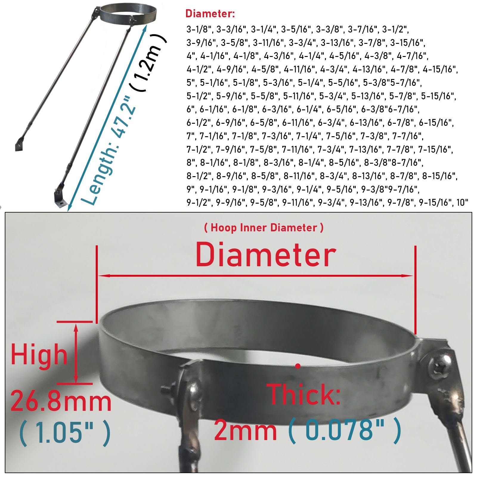 Zestaw wsporników do rur kominowych o dużej wytrzymałości – solidny stalowy wspornik ze śrubami do rur pieców 8 5/20.3 cm i otworów wentylacyjnych – Ventilat Soluts