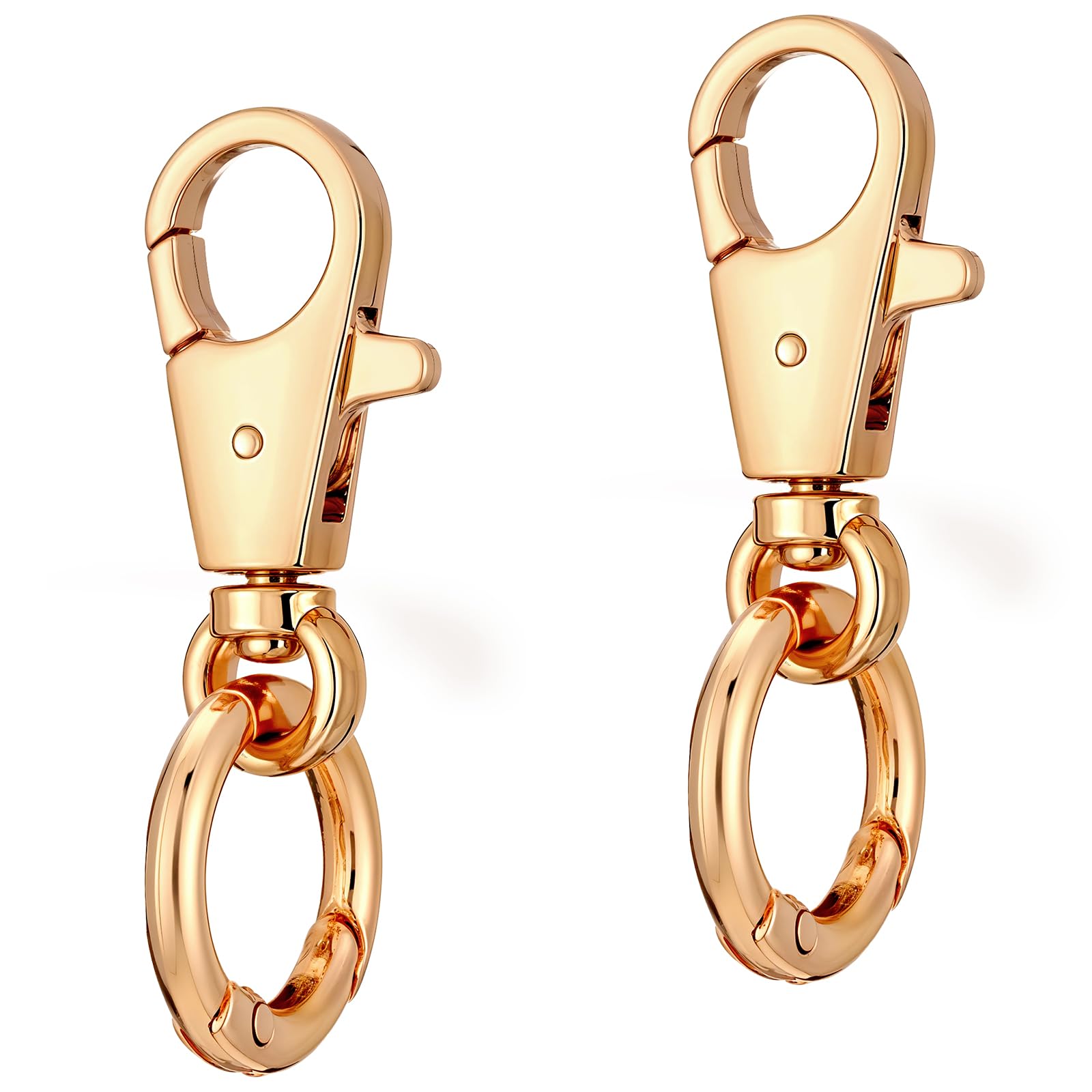 Photo 1 of  Double Opening Keychain Clip, Heavy Duty Zinc Alloy Swivel Lobster Clasp with Key Ring Spring Snap Hook Purse Clip for Jewelry Lanyard, DIY Crafts Purse Making Camping Travel Accessories (Gold)