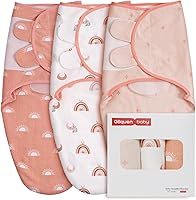 GLLQUEN BABY 3-Pack Organic Cotton Newborn Swaddle Sleep Sacks 0-3 Months - Rainbow Sun Designs, Adjustable Breathable Wraps (Small/Medium)
