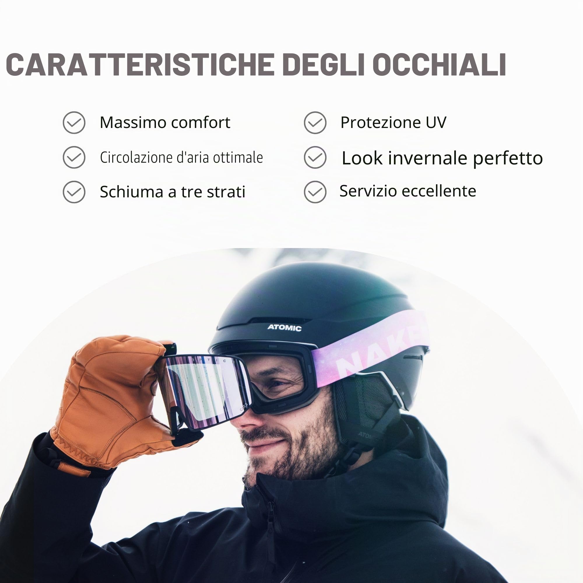 NAKED Optics Occhiali da sci SOLAR per uomo e donna