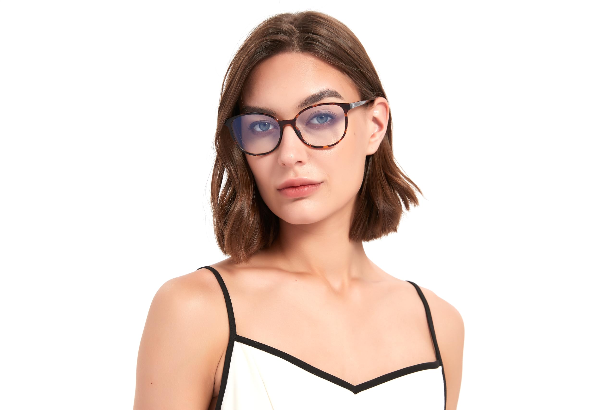 JFXQDR Women's Blue Light Blocking Glasses, TR90 Frame Computer Gaming Glasses Anti Eyestrain & UV Glare RF6208 (Coco Tortoise)