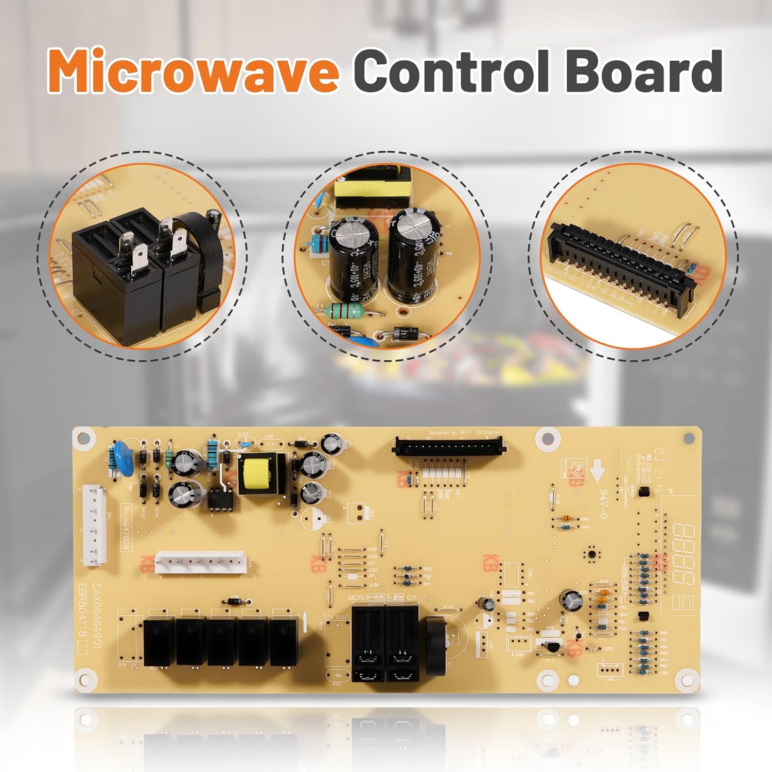 for GE WB27X29801 Microwaves Control Board White LED Fits for GE Microwaves JNM3163RJ5SS JVM3162RJ5SS Replaces WB27X38153 4586374 AP6327864 PS12299300 Microwaves Parts, 1 Year Worry-Free