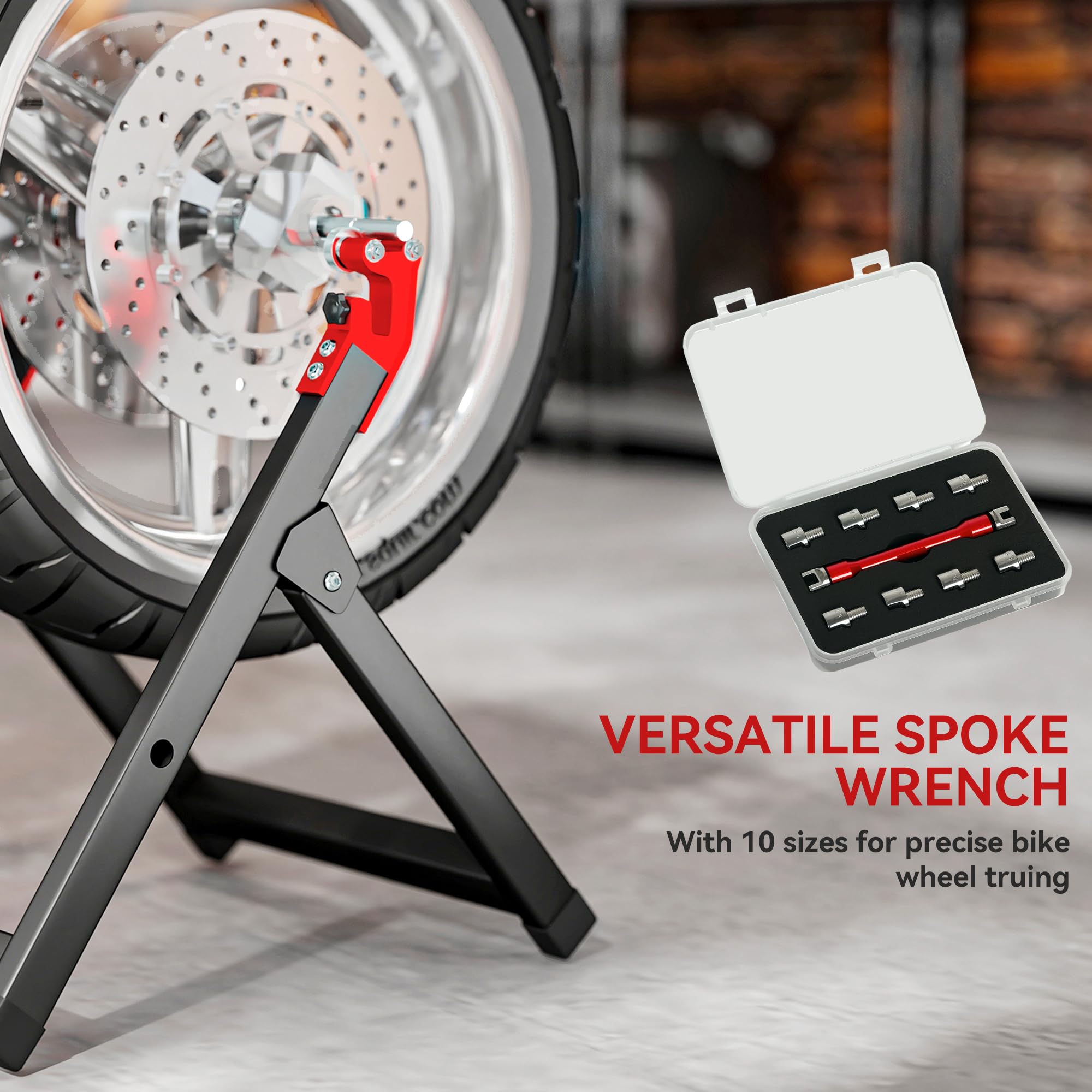 HOMCOM Soporte plegable de equilibrado de ruedas de moto, acero, Negro | Llave radios, soporte equilibrado acero, eje aluminio, para ruedas hasta 23 pulgadas diámetro, 5 pulgadas ancho