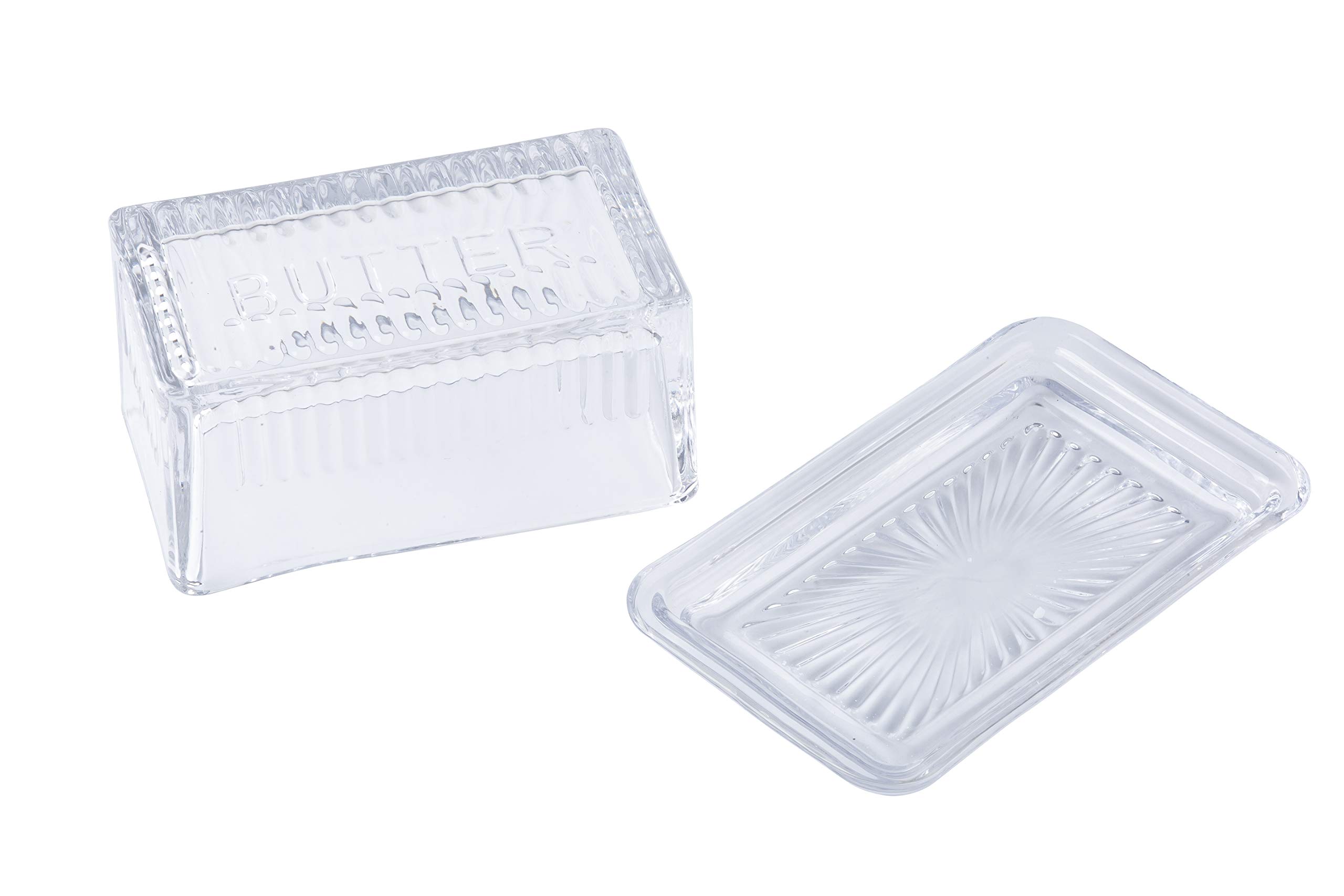 Tablecraft 10395 Plat double en verre transparent avec motif en relief 6,5 x 4 x 3,5 cm