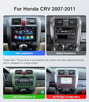 Car Radio Stereo for Honda CRV 2006-2011, Wireless CarPlay Android Auto 9 Inch Linux Touch Screen Navigation Head Unit Bluetooth FM/AM