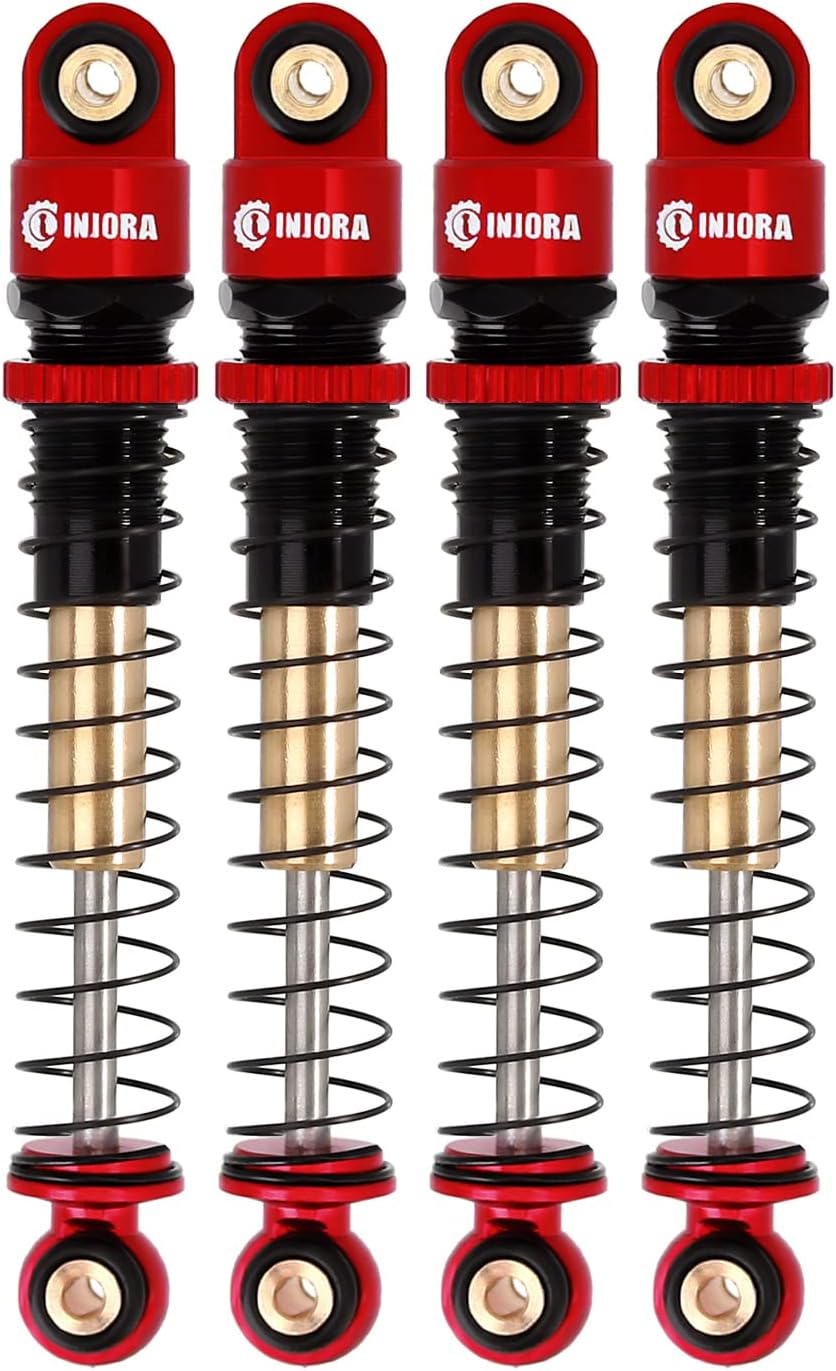 RC Shock Absorber 43mm Threaded Tele Shocks Damper for 1/24 RC Crawler Axial SCX24 Deadbolt Bronco Gladiator Micro Crawler Upgrade(Red)