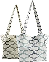 Vista 24 de HPD Half Price Drapes Bolsas de compras reutilizables para comestibles, paquete de 2 bolsas de algodón ligeras PRCT-GB81606-ST, verde Edina/mostaza