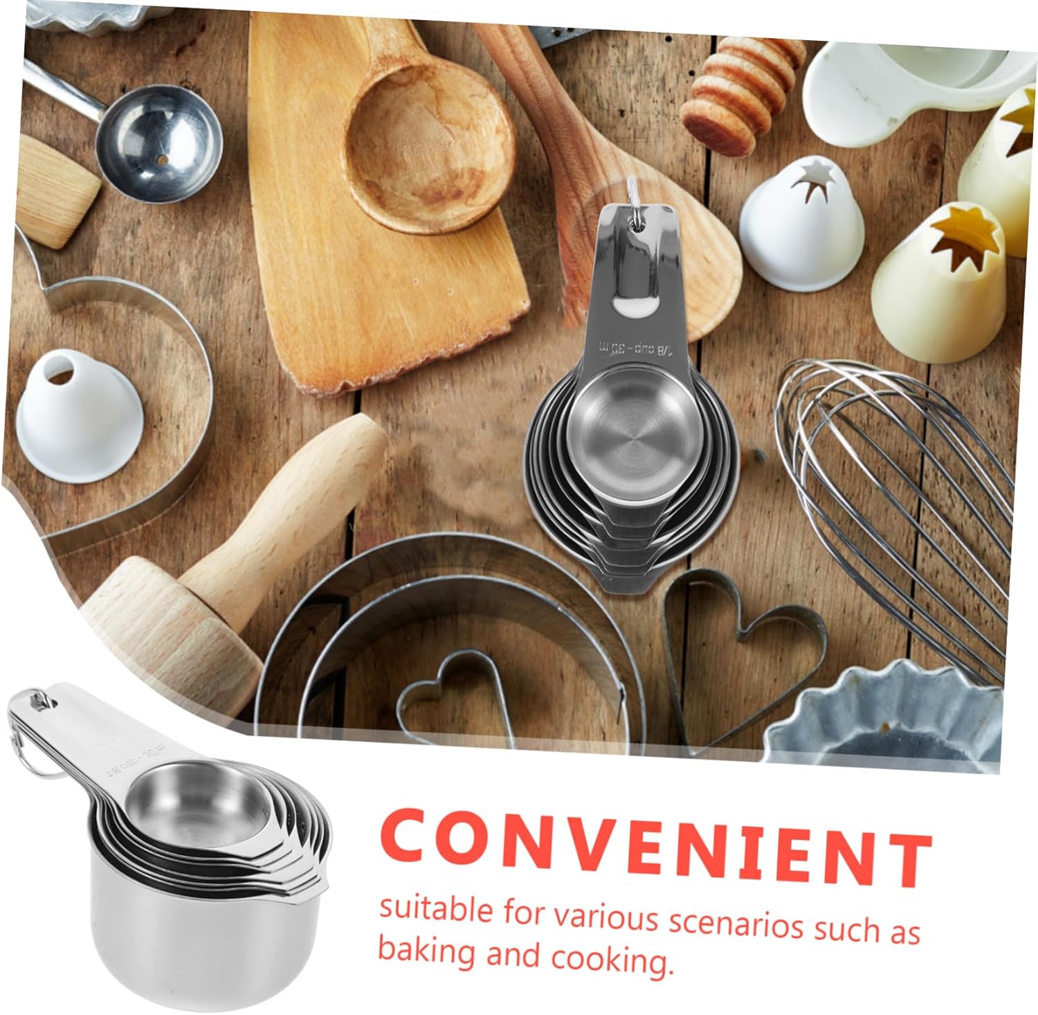 LABRIMP 1set Stainless Steel Measuring Cup Scale Versatile Kitchen Baking Tool for Accurate Cooking Measurements Stackable Design for Easy Storage