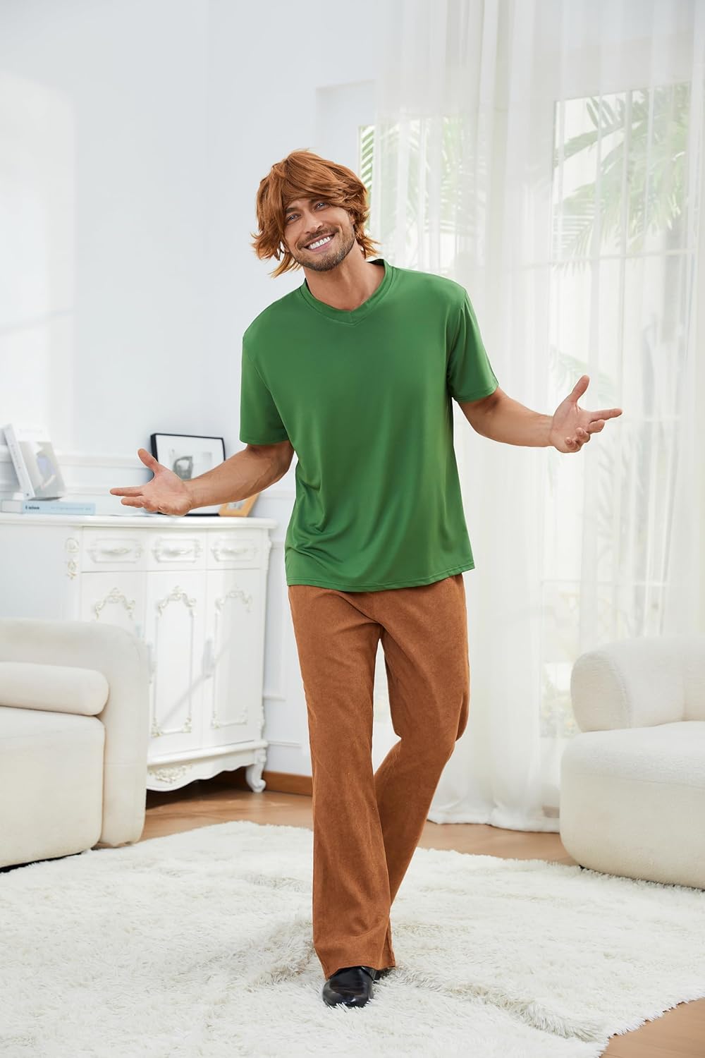 LILLIWEEN Classic Movie Characters Costume short-Sleeved and Pants Halloween Costume for Adults