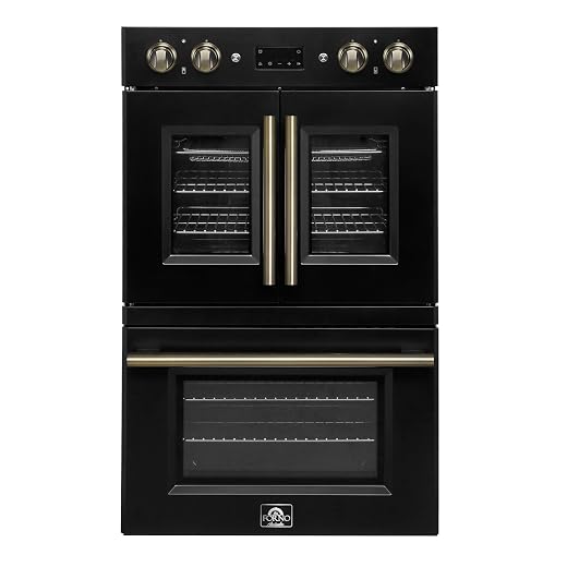 Forno Asti 30-Inch Double Wall Oven, Black & Antique Brass, 7.36 cu. ft. Dual True Convection