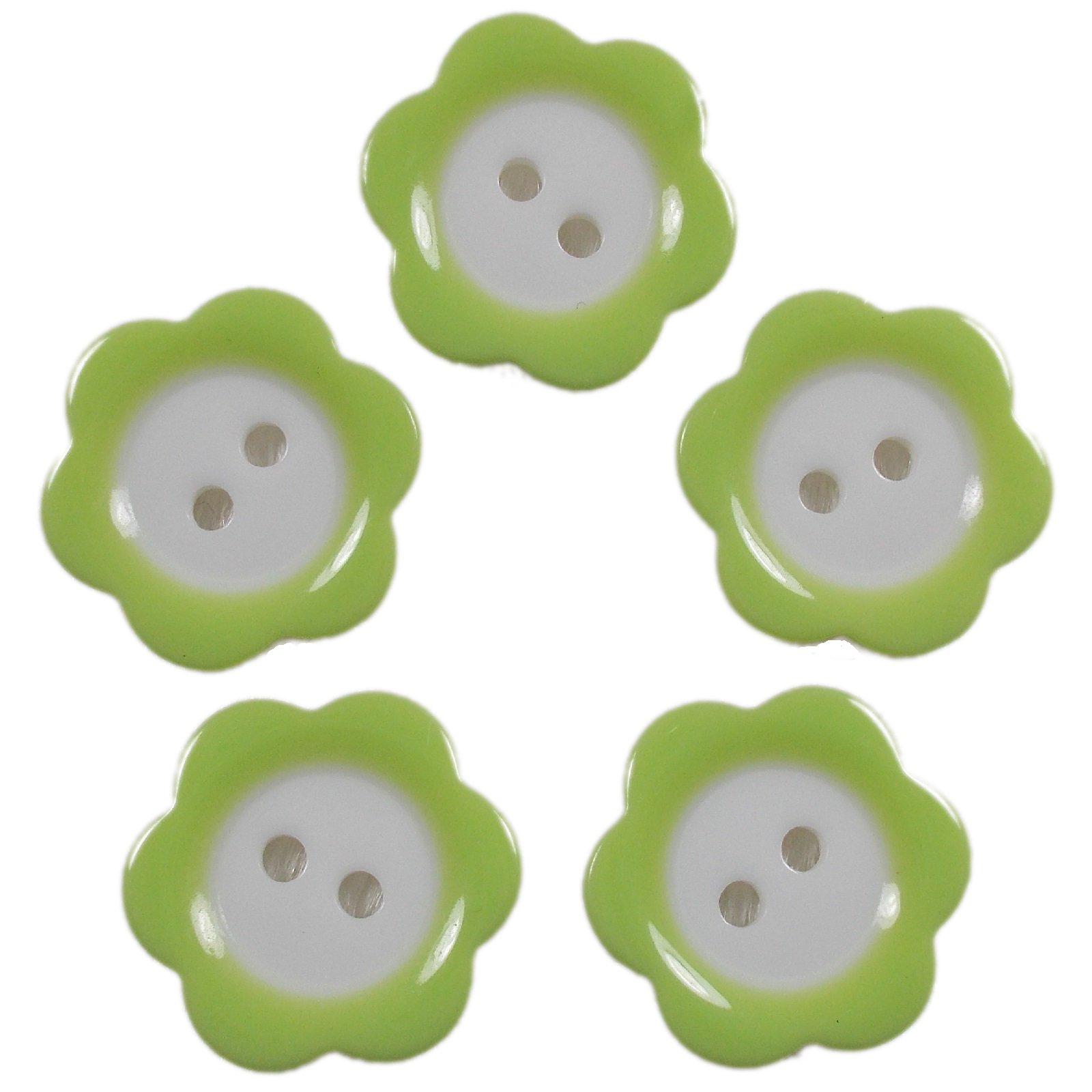 Colour Rim Daisy Flower Plastic Buttons 20mm (Pale Green, 5)