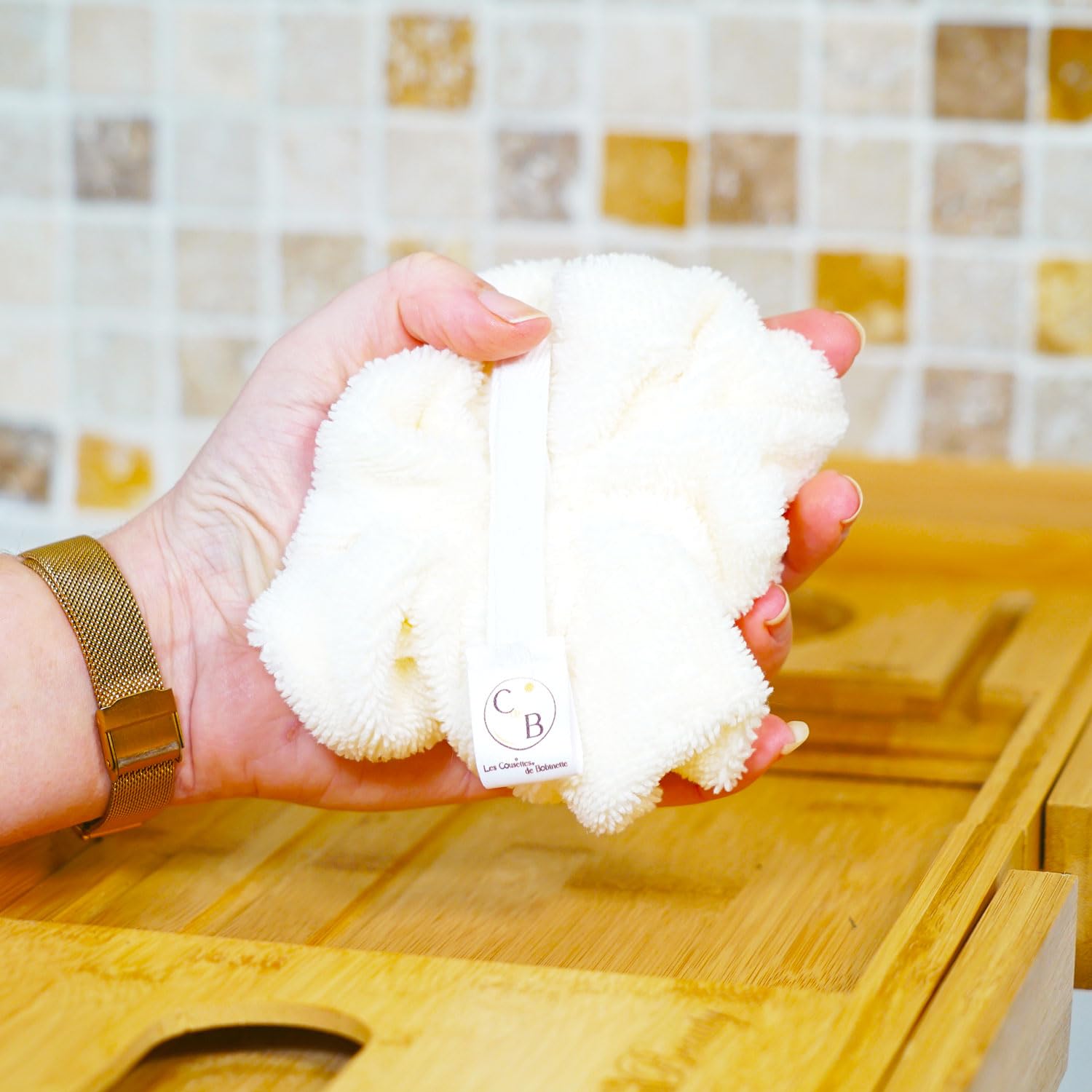 Set 2 Spugna da Bagno e Doccia, Spezzola per corpo, puff morbida e delicata, spugna de bambù lavabile e durevole (Crema Cappuccino)