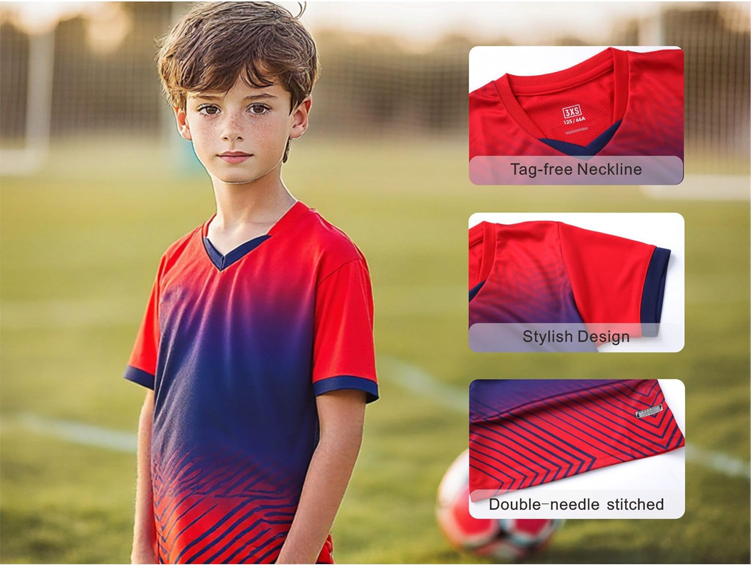 Hiheart Boys 2 Pack Soccer Jersey and Shorts Futsal Knit Set Football Training Uniform - Image 3