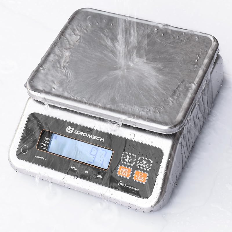 Food Scale Pound and Ounce, Rechargable, Commercial Grade, Stainless Steel Platform, for Meat Shop, Deli, Produce Market (66lb)
