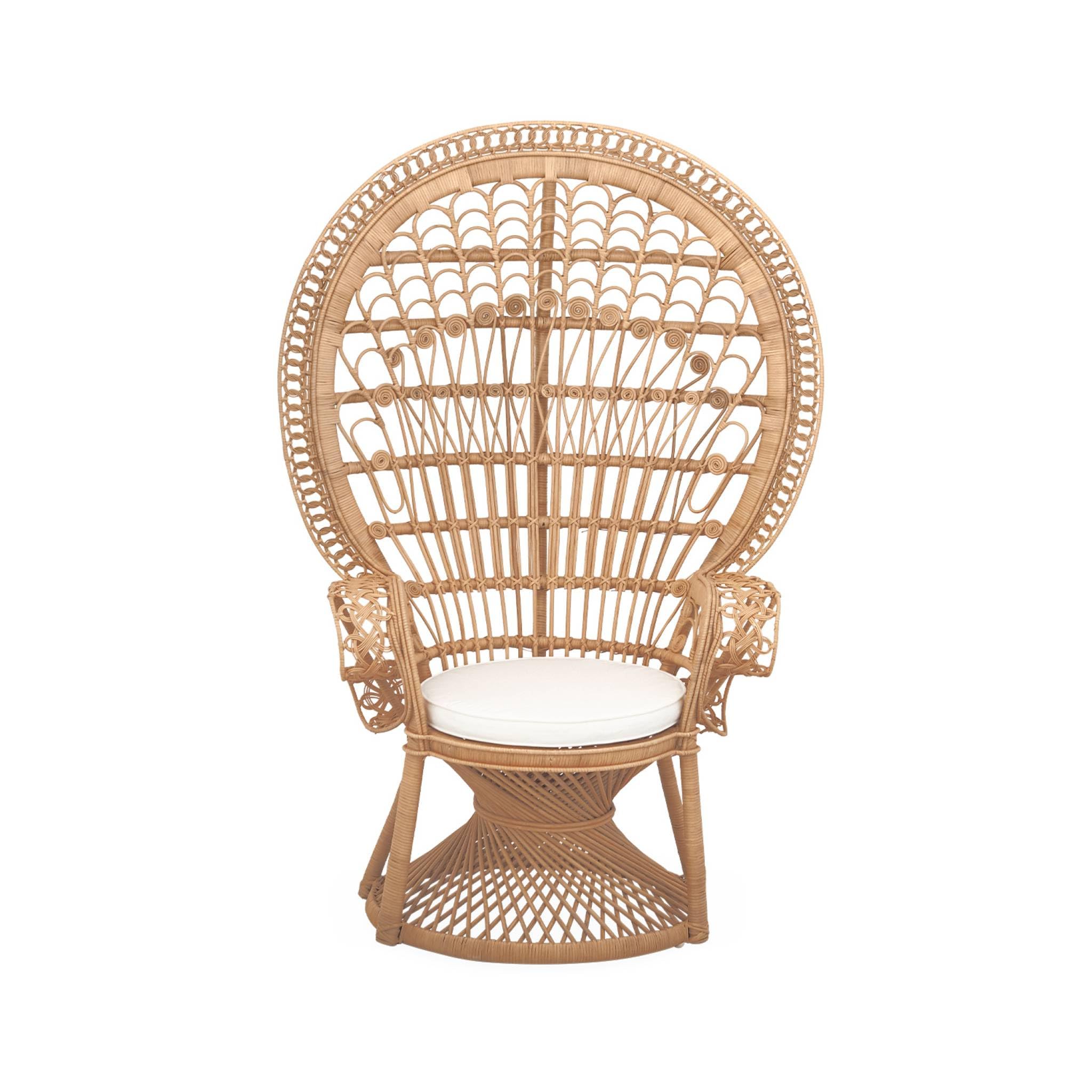 Alice's Garden - Fauteuil Vintage en rotin avec Coussin d'assise. Mahe. L 110 x P 60 x H150cm