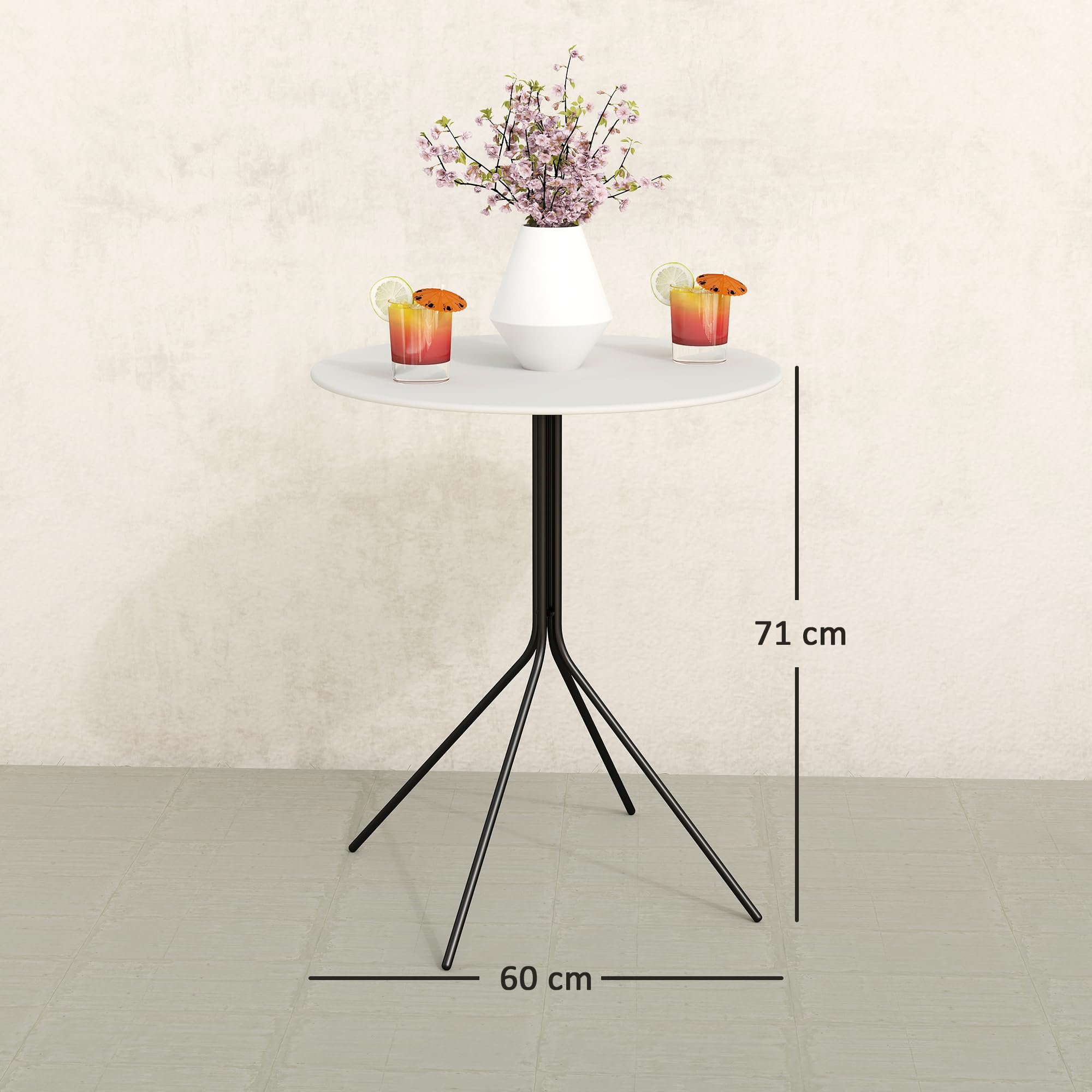 Outsunny Table de Jardin Ronde Ø 60 cm, Acier, Gris foncé