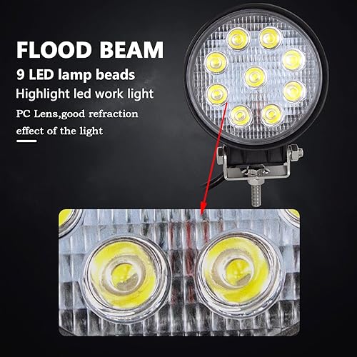 Miniatura 3 de Willpower 10 barras de luz LED de trabajo de 4 pulgadas, 27 W, 2200 LM, cápsulas de conducción, lámpara de trabajo para Jeep todoterreno, SUV, barco