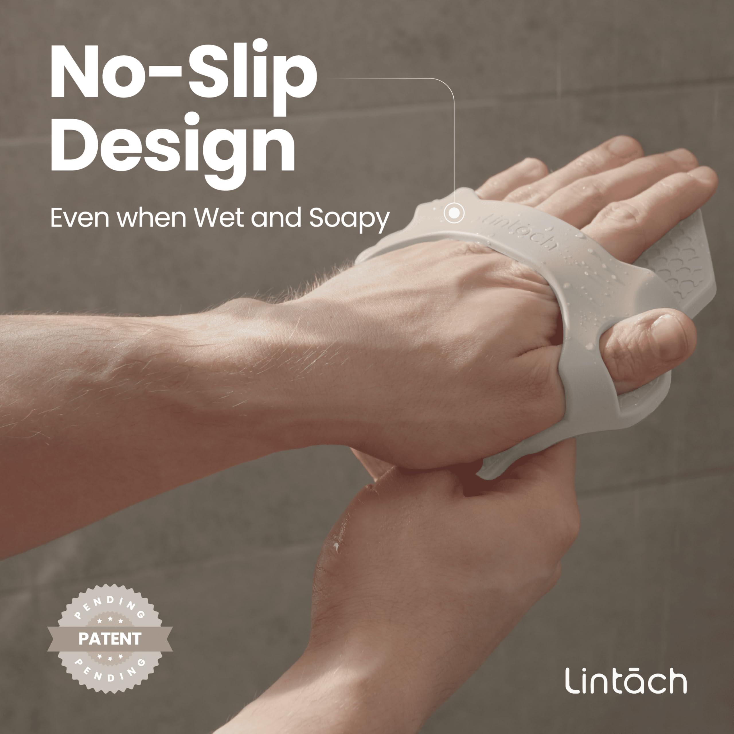 Silicone Body Scrubber - Gentle Exfoliating Body Scrubber - Ergonomic Shower and Bath Brush for Men and Women - Reusable and Food-Grade Silicone Brush for Smooth, Supple Skin, (White Sand)
