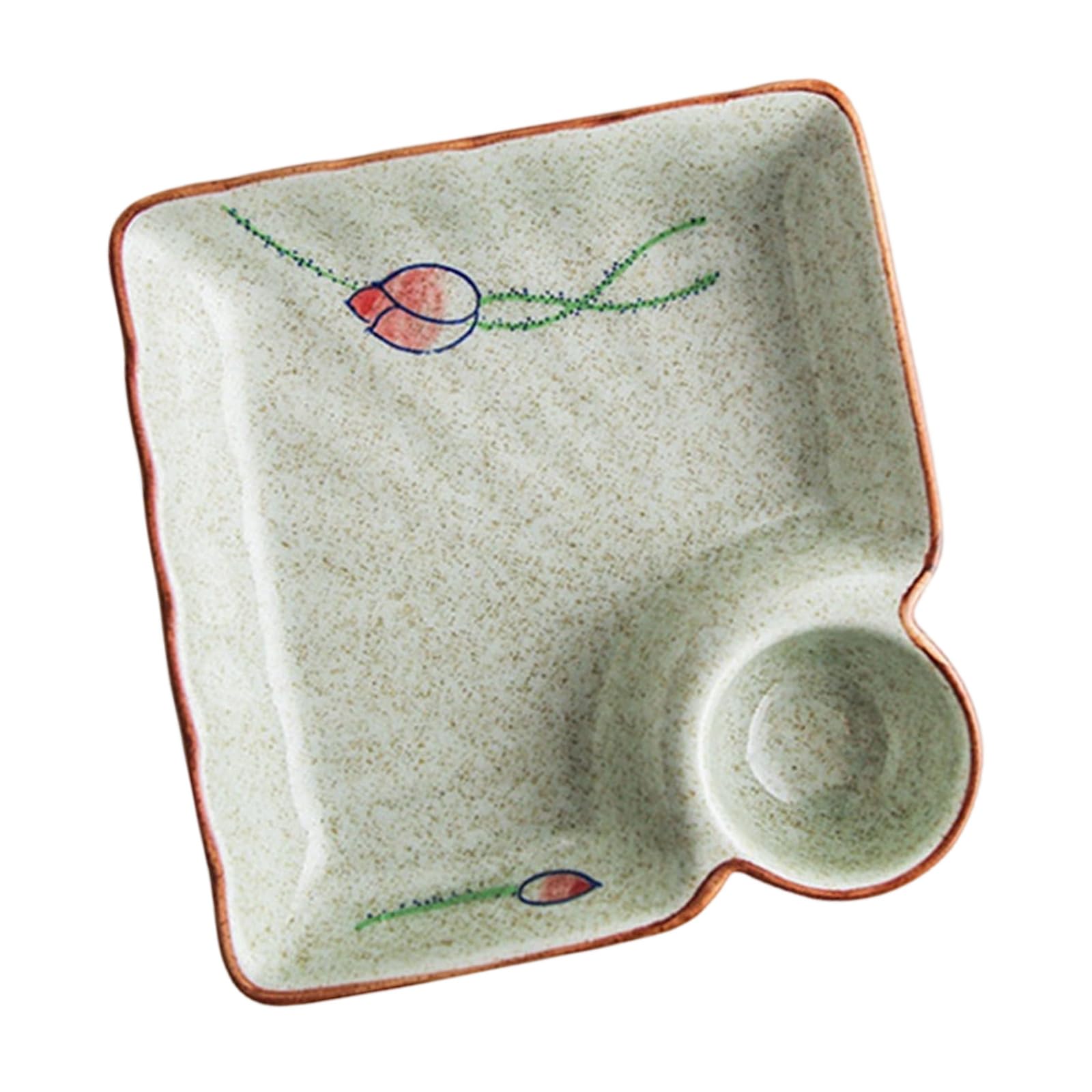 Buxuaaaa Multifunctional Square Ceramic Plate Including Hand Painted Vinegar Ideal for Serving Dumplings Dim Sum Hand Painted Ceramic Plate