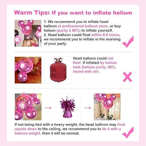 Miniatura 6 de Fangleland Decoración de fiesta de ratón de dibujos animados para cumpleaños de tercer cumpleaños, color rosa intenso, pancarta de feliz cumpleaños,