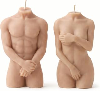 Body Candle Set – Torso Skulpturkerzen aus Sojawachs – Körperkerzen Mann & Frau als Deko & Geschenk, vegan, handmade (Apollo & Artemis nude)