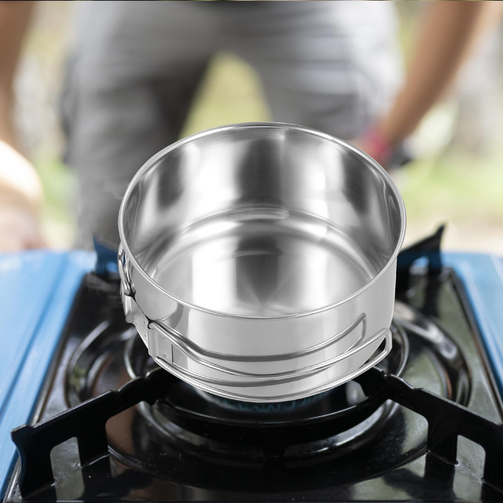 Camping Topf und Pfannenset aus Edelstahl 4 Stück für Outdoor