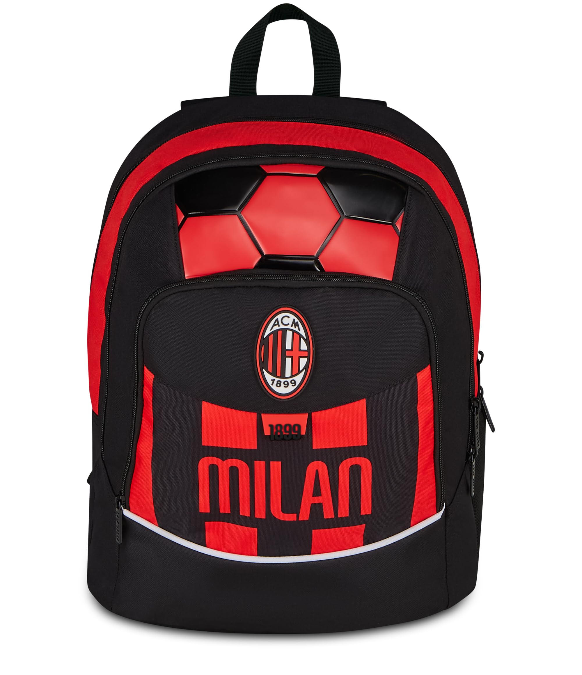 Seven Zaino Scuola Advanced Milan, Doppio Scomparto, Nero, 29 L, Tasca laterale portaborraccia, Scomparto porta pc, Scuola elementare e media, Bambini e ragazzi, Calcio, Prodotto ufficiale