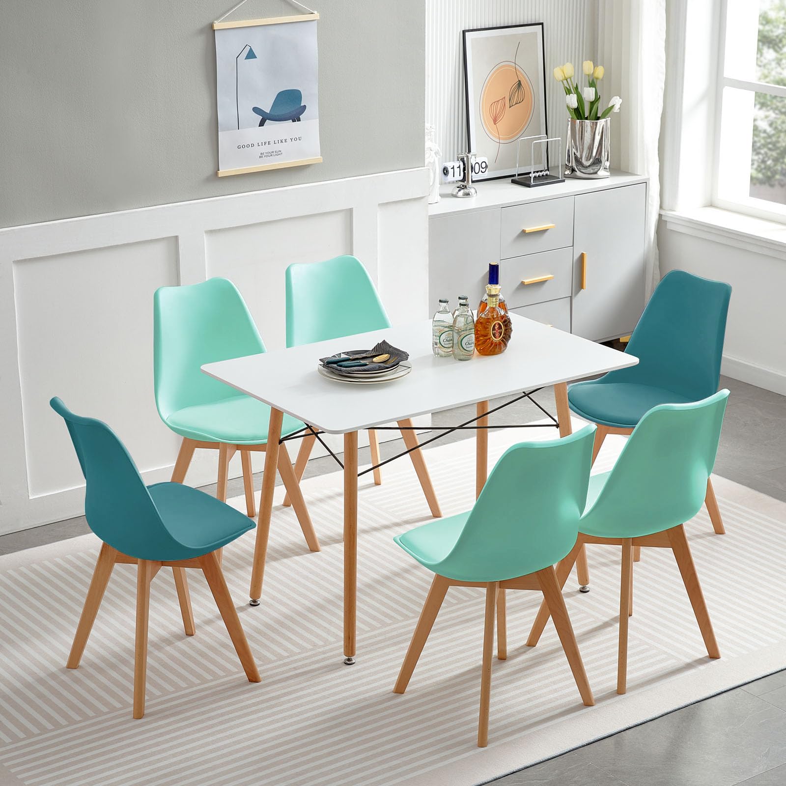 Lot De 6 Chaises Scandinaves Pour Salle à Manger - Blanc