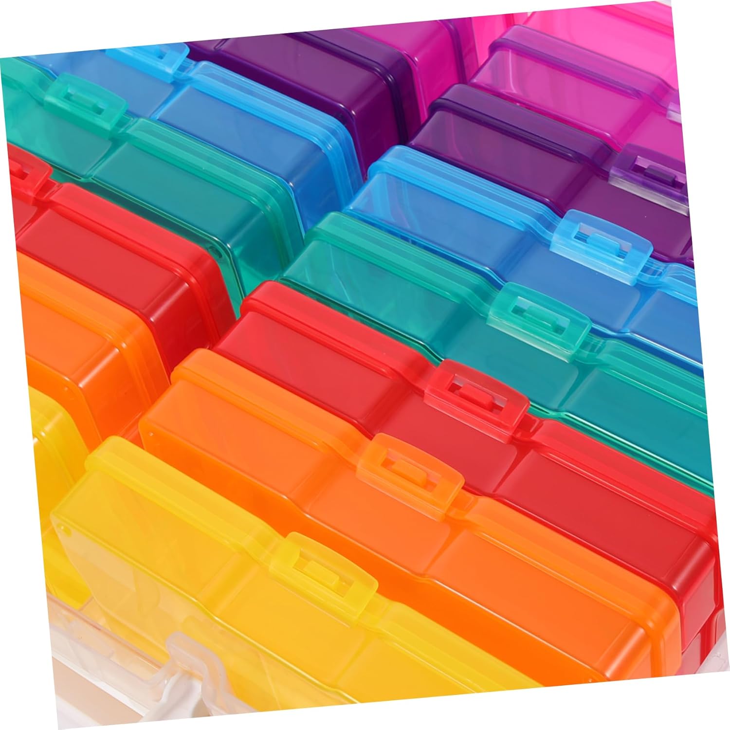 Angoily 16-Compartment Photo Storage Box Multi-Functional 4x6 Inch Organizer for Pictures and Greeting Cards Colorful Handheld Container Handle for Scrapbooking and Craft Storage
