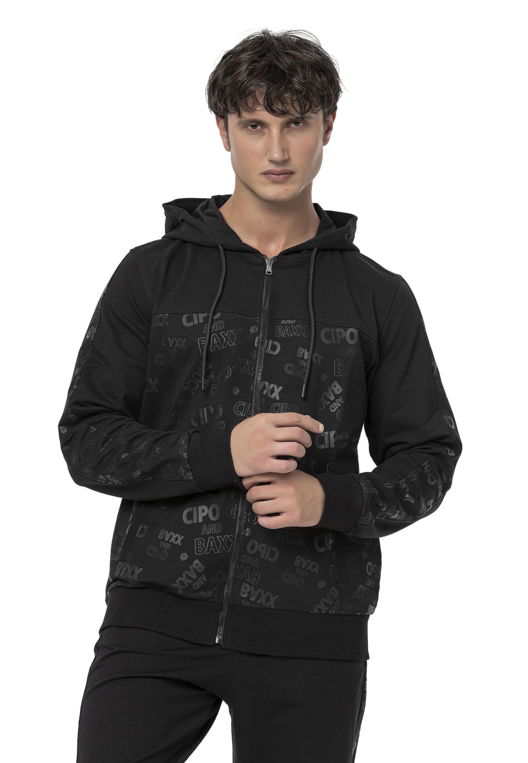 Cipo & Baxx Sudadera con capucha para hombre de la serie – Elegante suéter en estilo moderno casual de calle con cremallera y capucha para el día a día, ocio y fiesta