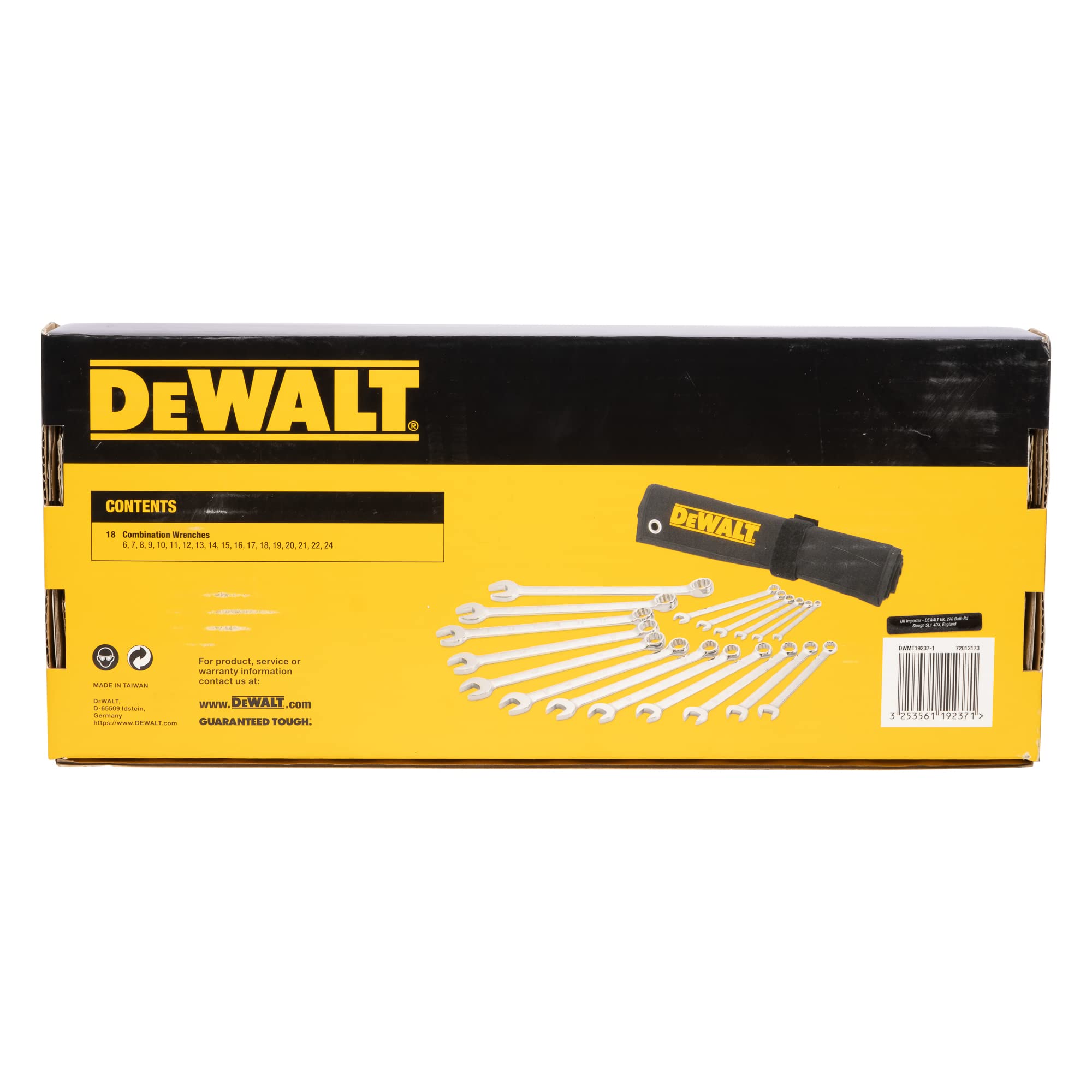 DEWALT Jeu de 18 clés mixtes coudées à 15° ISO 3318 DIN 3113 7-24 mm