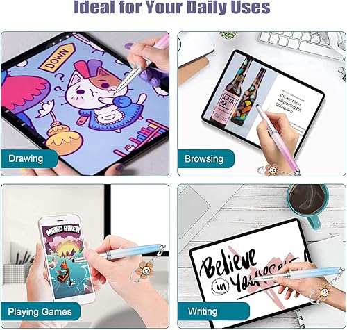 Miniatura 7 de Lápiz capacitivo 3 en 1 de alta precisión para pantallas táctiles, punta de disco y goma, bolígrafo universal para pantalla táctil para