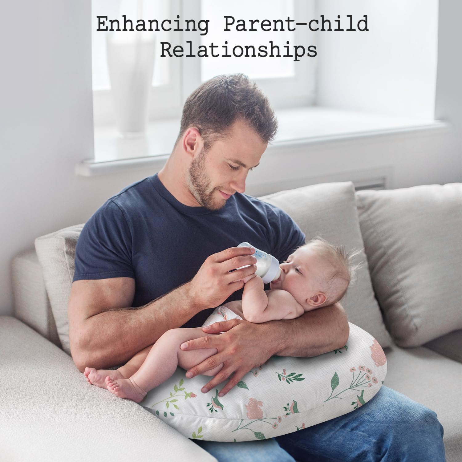 Little Grape Land Muslin Nursing Pillow, Soft 100% Cotton Breastfeeding Pillow with Breathable Cotton Removable Cover, Pink Bunny Breast Feeding Pillows for Babies 0-12 Months with Protective Zipper - Image 6