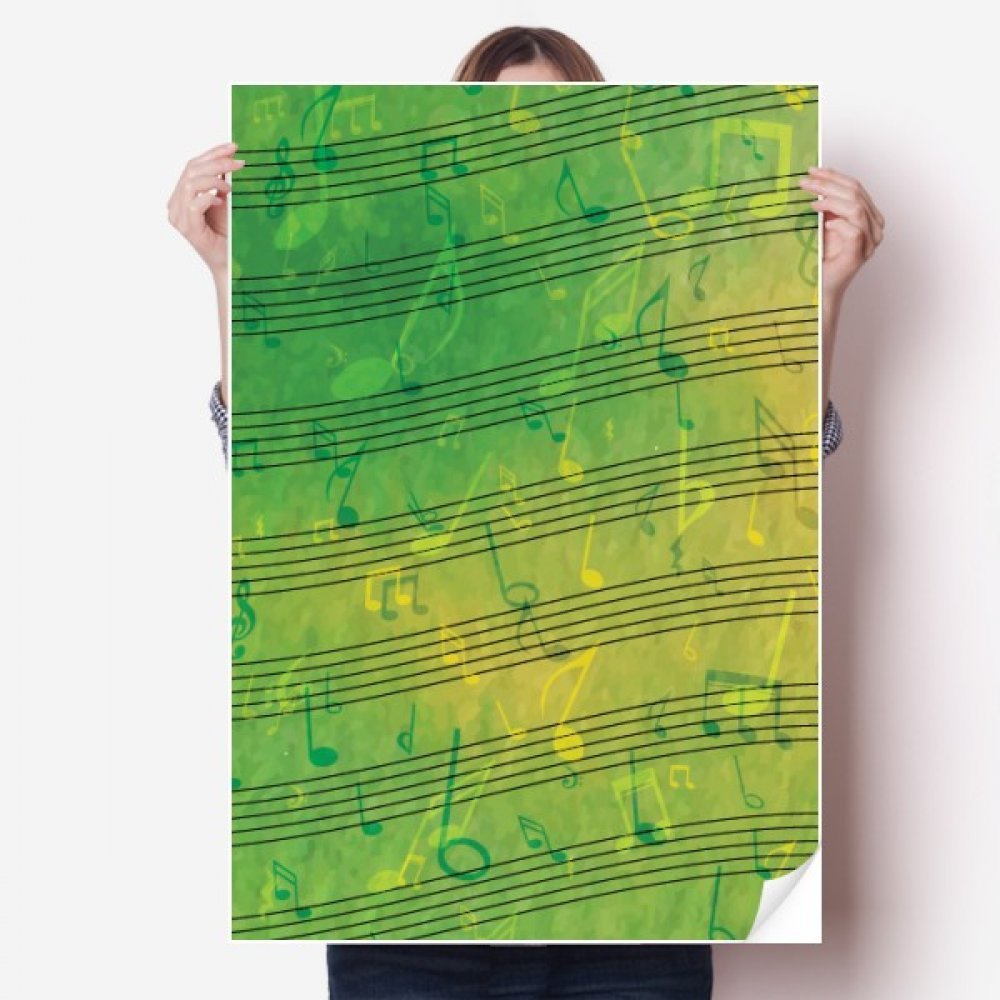 Autocollant vert le personnel de musique DIYthinker poster affiche de 80x55 cm pour decoration