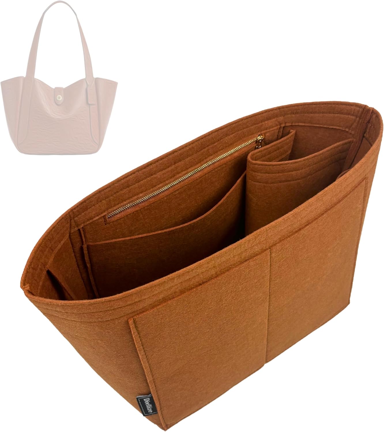 Divitize Premium Purse Organizer compatible with Coach Hadley Turnlock Bag Insert — Handmade Perfect Fit, Durable Quality Felt, Full Coverage No Bulk, 24+ Shades (Sienna, for Hadley Turnlock)