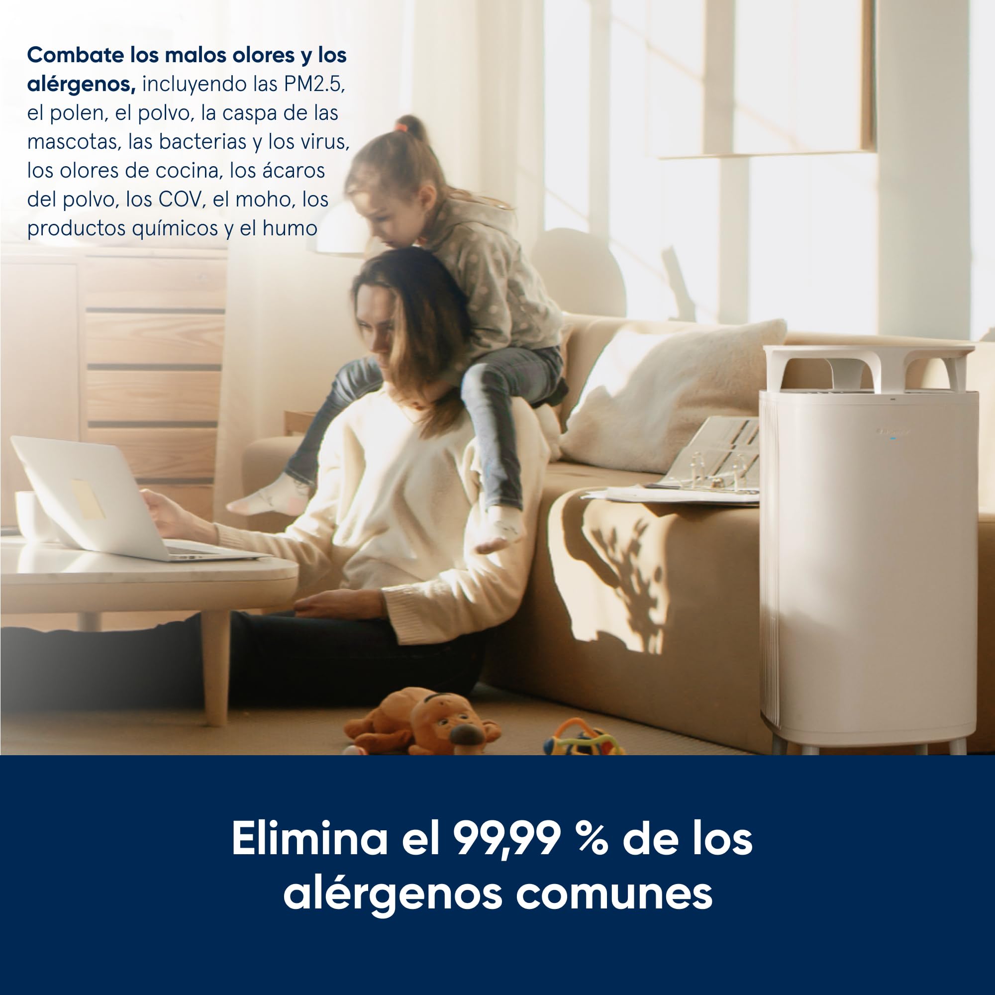 BLUEAIR Purificador de aire 48 m², mesa, polvo, caspa, humo, moho, polen, alérgenos, olores, HEPASilent, DustMagnet 5210i