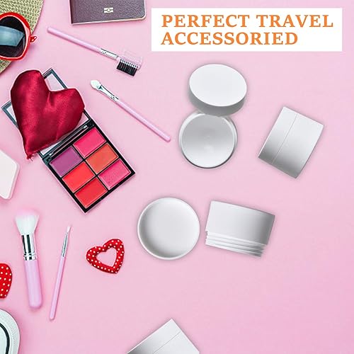 Miniatura 6 de Recipientes de plástico blanco para loción con forros interiores y tapas de cúpula para cosméticos de maquillaje, cremas, lociones, almacenamiento