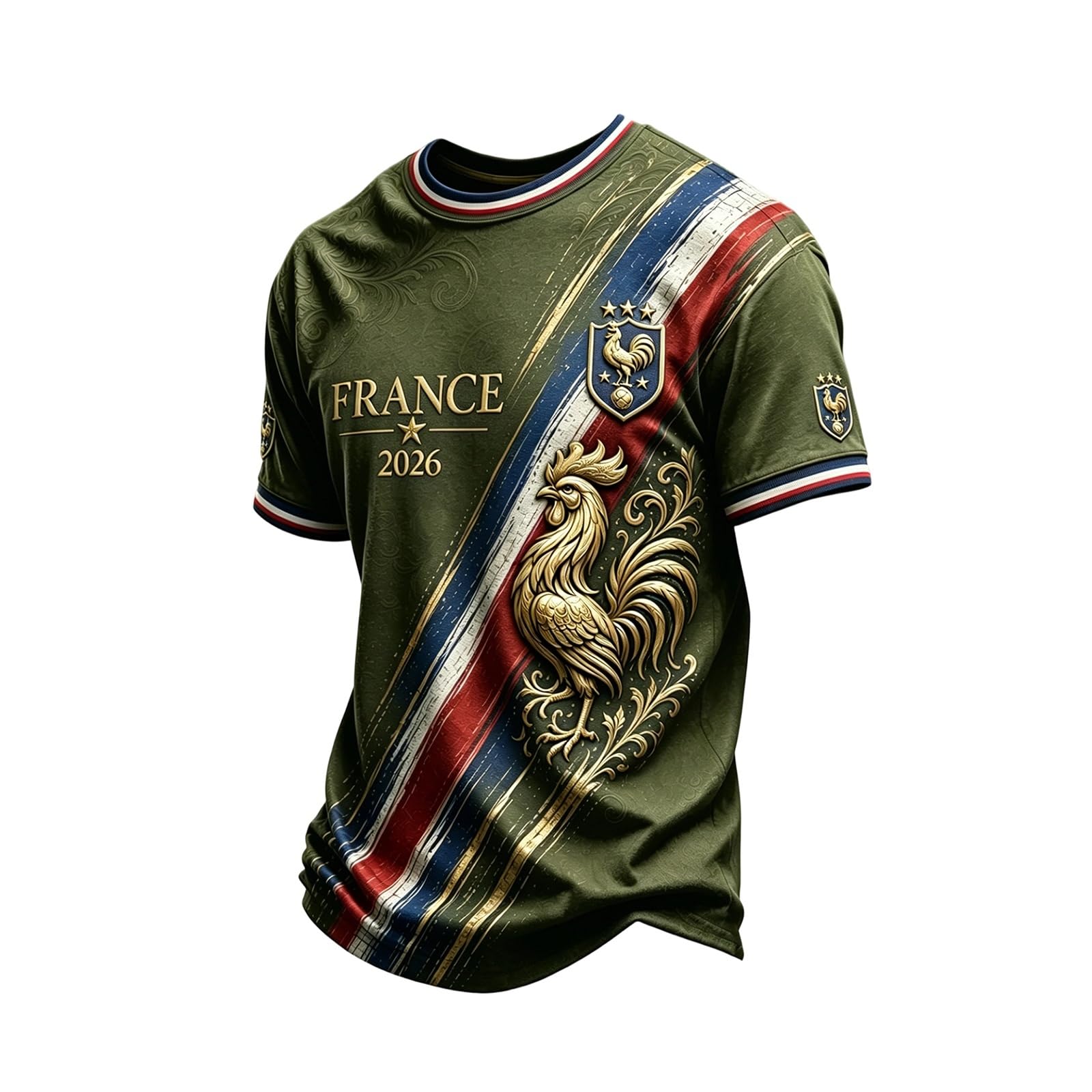 Football Jersey Short Sleeve for Men Classic Style England Football Shirts Sport Casual T-Shirt Ideal for Young Football Fans and Sports Activities 05-Light Green 3XL