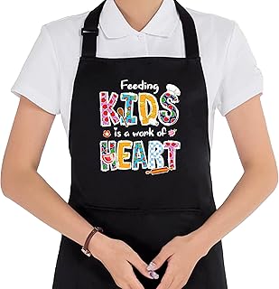 Aprons for Women - Waterproof Adjustable Bib Apron with 2 Pockets - Cafeteria Worker & Lunch Lady Appreciation Gifts