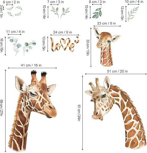 Miniatura 4 de decalmile Calcomanías de pared con diseño de jirafa, diseño de animales de safari, decoración de pared para habitación de niños