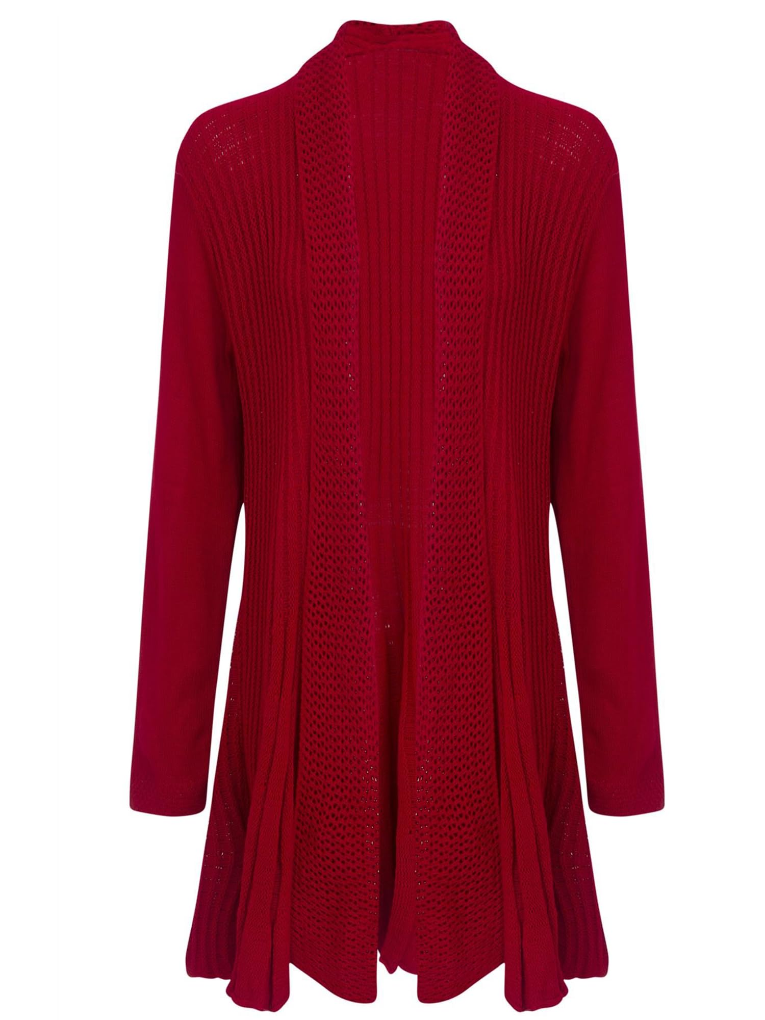 shelikes Womens Knitted Cardigan Long Full Sleeve Knitwear Cardigans Classic Solid Sweater Jacket Coat Red