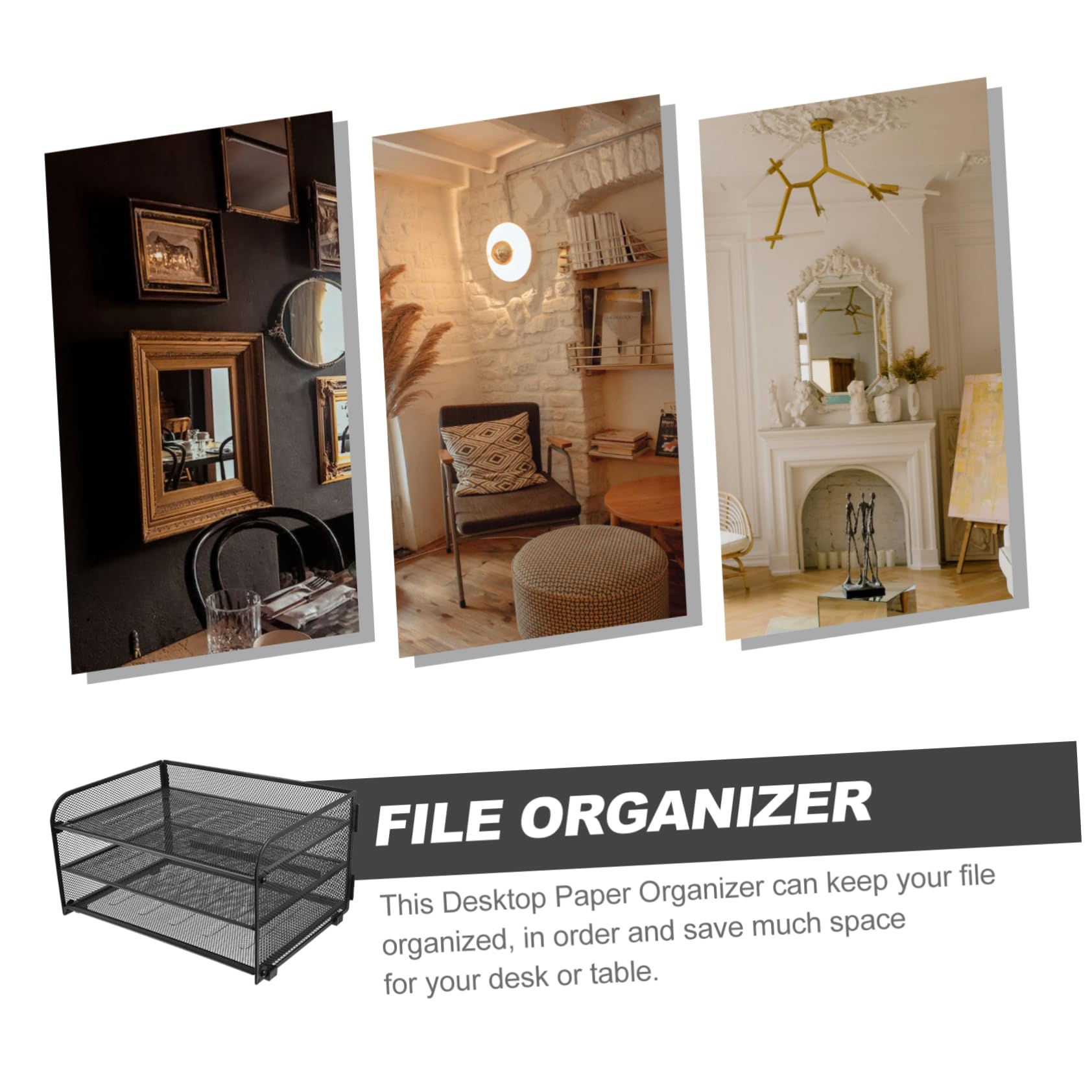 Gatuida Porta Documenti da Scrivania a 3 Livelli in Metallo Nero | Organizer Documenti Rimovibile, Capienza Ampia per Fogli e Lettere, Design Moderno Salvaspazio