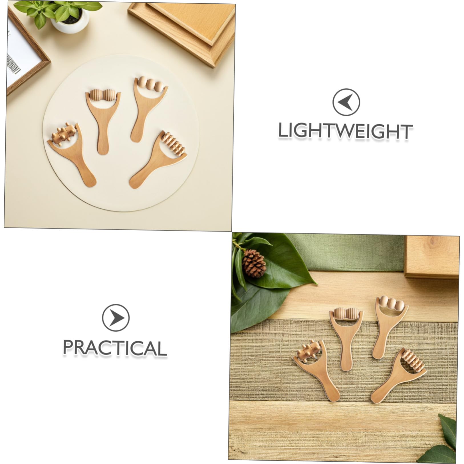 8 Stück Fußmassagerollerset aus Natürlichem Holz mit Ergonomischem Griff Einfach zu Tragen für Gesicht und Füße im Outdoor und Heimgebrauch
