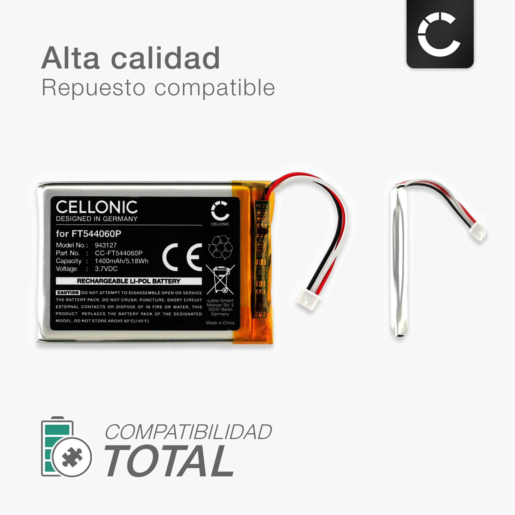 CELLONIC, Batería para Vigilabebes Compatible con Babymoov Yoo-Moov, Yoo-Travel, Yoo-Feel (1400mAh)