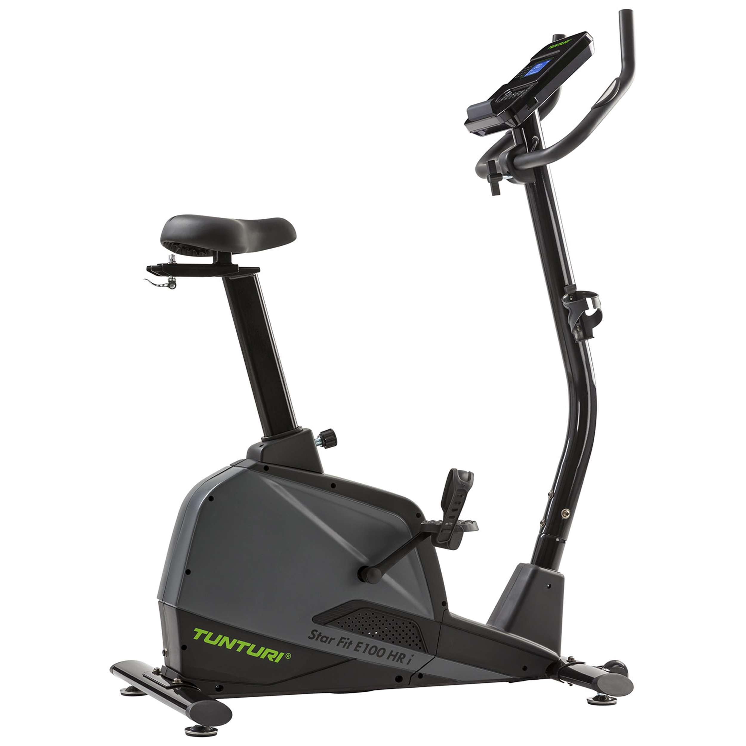 Tunturi Trenażer domowy Star Fit E100 HR i + – rower treningowy do domu – 16 poziomów oporu – 21 programów szkoleniowych – z czujnikami tętna, waga obrotowa 8 kg